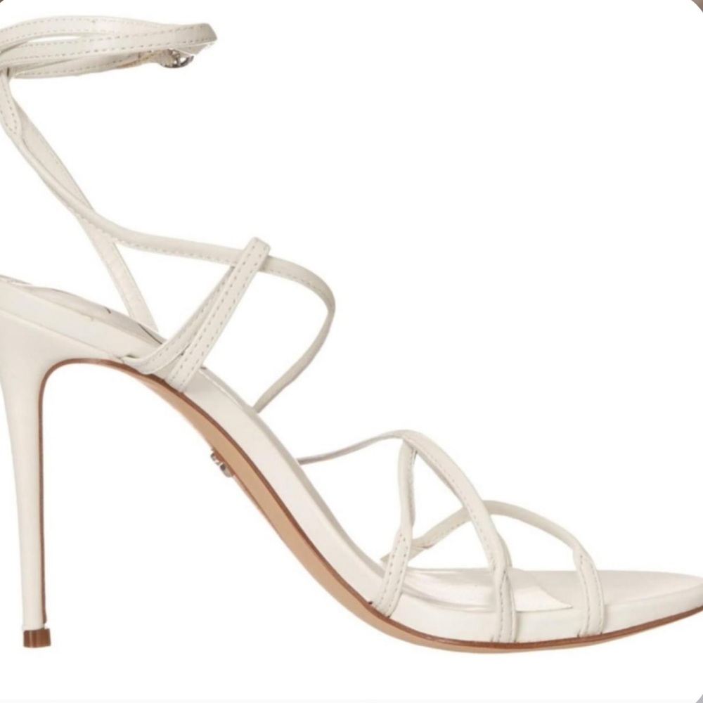 NWOB Sam Edelman Sareena White Strappy Leather Heel Sandals Size 9.5 - Picture 3 of 11